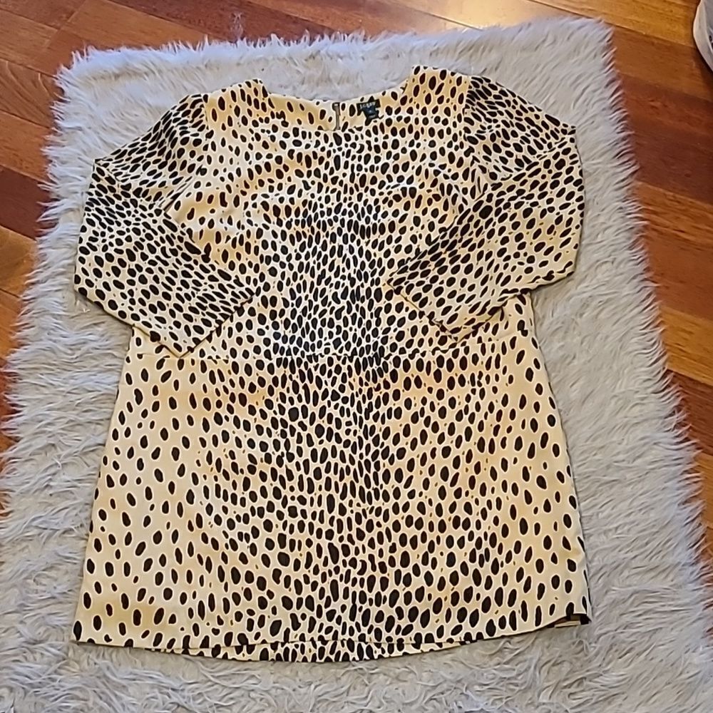 J. Crew Cream and Black Printed Shift Dress